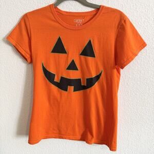 Women’s Jack-O-Lantern Medium Halloween Cotton T-Shirt in‎ Orange Spooky